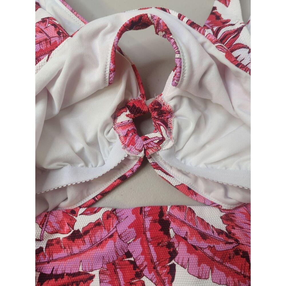 New Jessica Simpson XL fuschia multi one piece bikini pink and red cut out - Picture 5 of 7